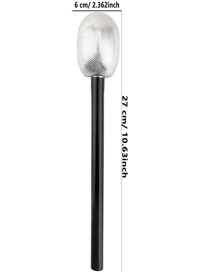 Haconba 15 Pack Toy Microphone Stage Mic Costume Prop Fake Mic Accessory Silver Glitter Microphone for Cosplay Stage Play Rock Star Accessories Prop Karaoke Birthday Theme Party Favors - Image 2